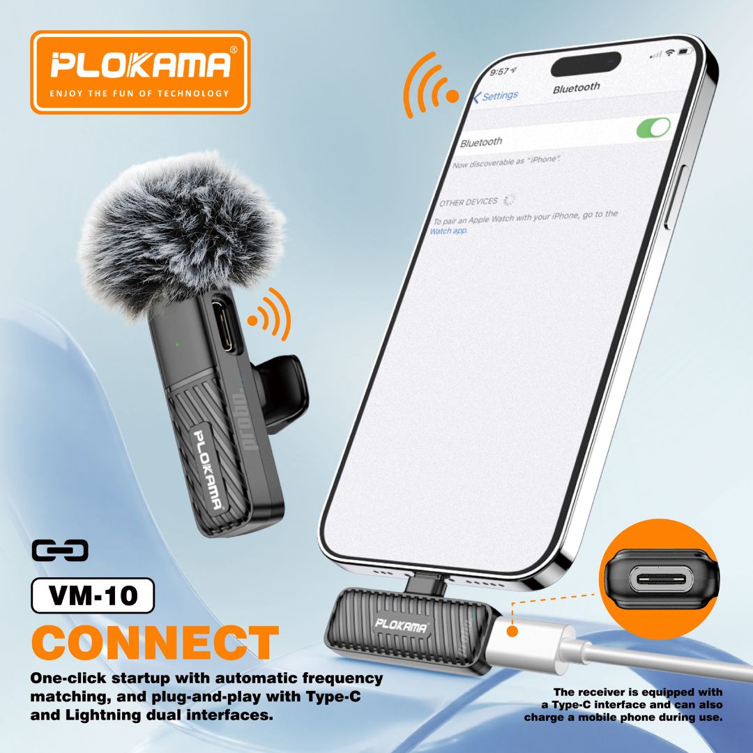 Plokama Wireless Lavalier Microphone for Android & iPhone
