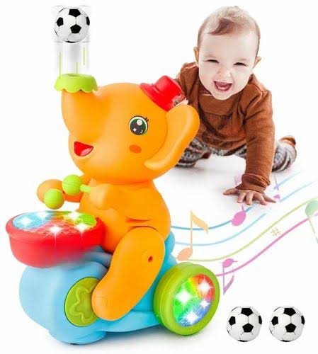 Battery Operated Elephant Toy with Light and Sound for Kids