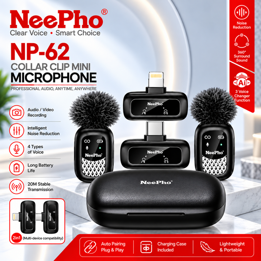 NeePho NP-62 Wireless Collar Clip Mini Microphone