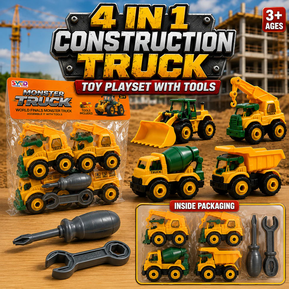 4 In 1 Construction Truck Toy Playset with Tools