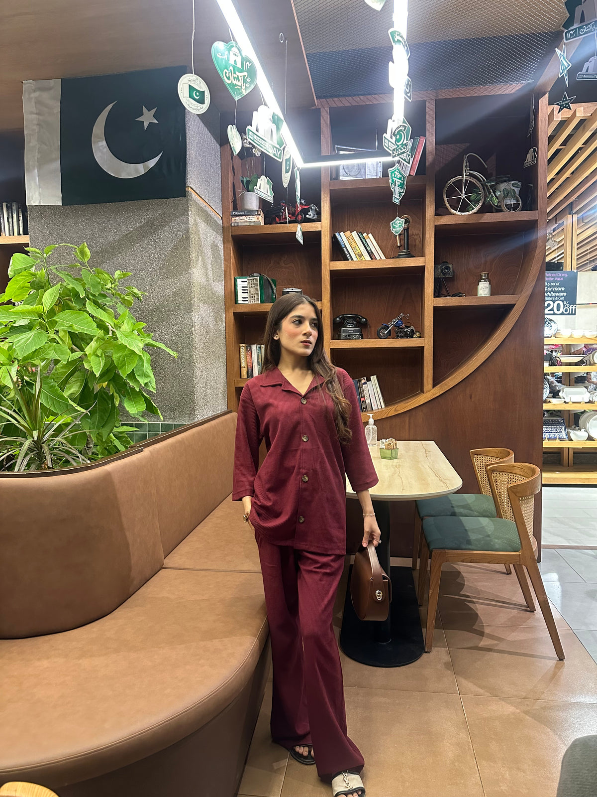 Premium Ribbed Co-ord Set – Maroon