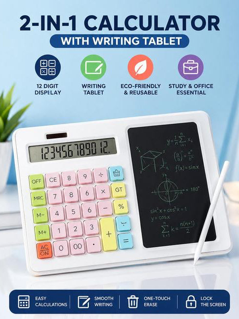 2-in-1 Calculator with Writing Tablet