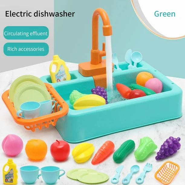 Electric Dishwasher Sink Kitchen Set- Green
