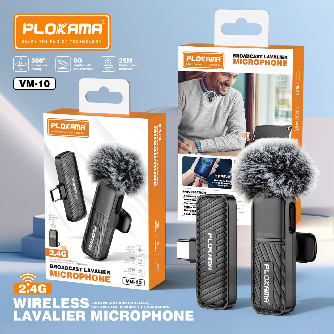 Plokama Wireless Lavalier Microphone for Android & iPhone