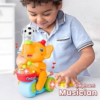 Battery Operated Elephant Toy with Light and Sound for Kids