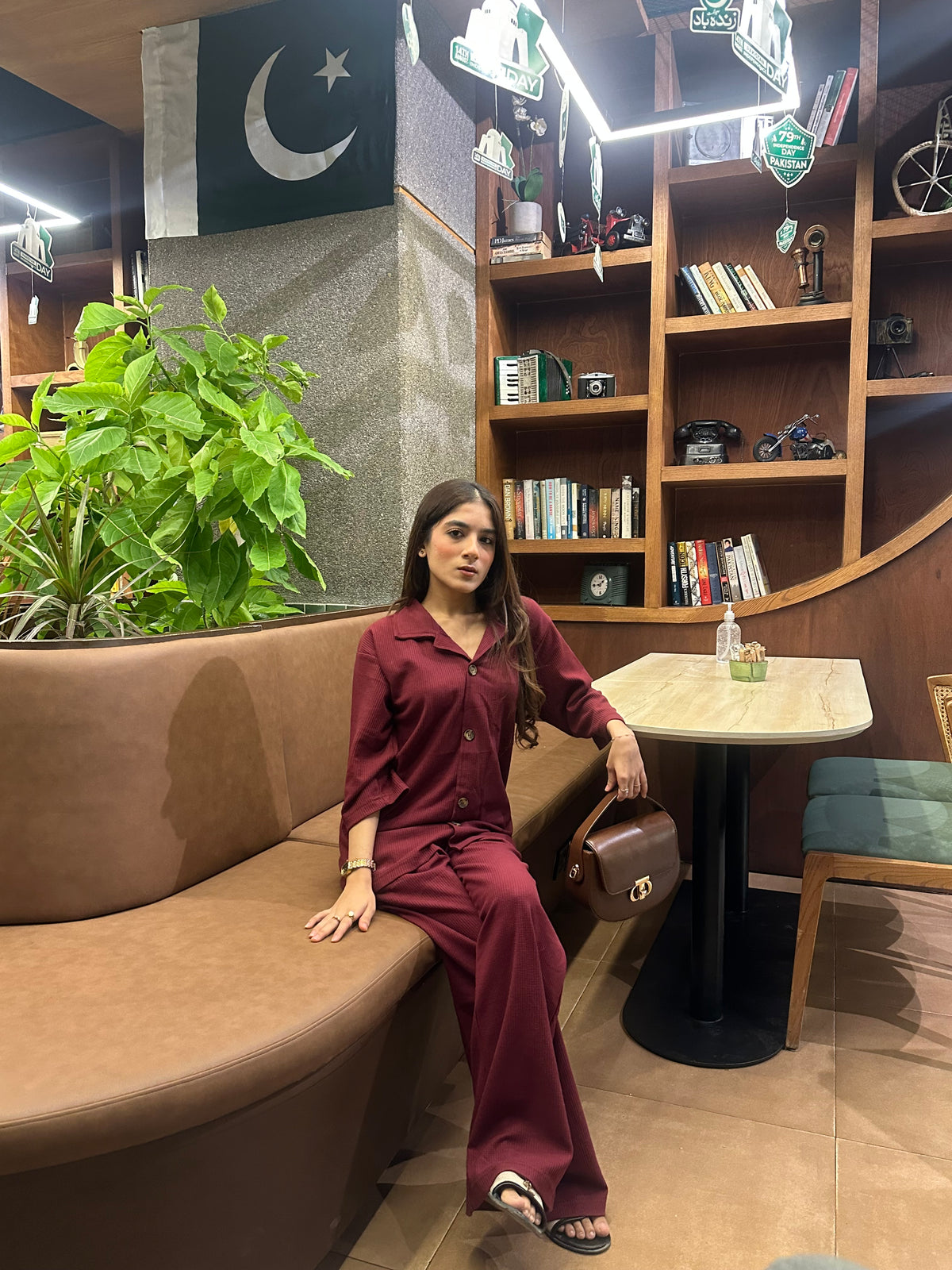 Premium Ribbed Co-ord Set – Maroon