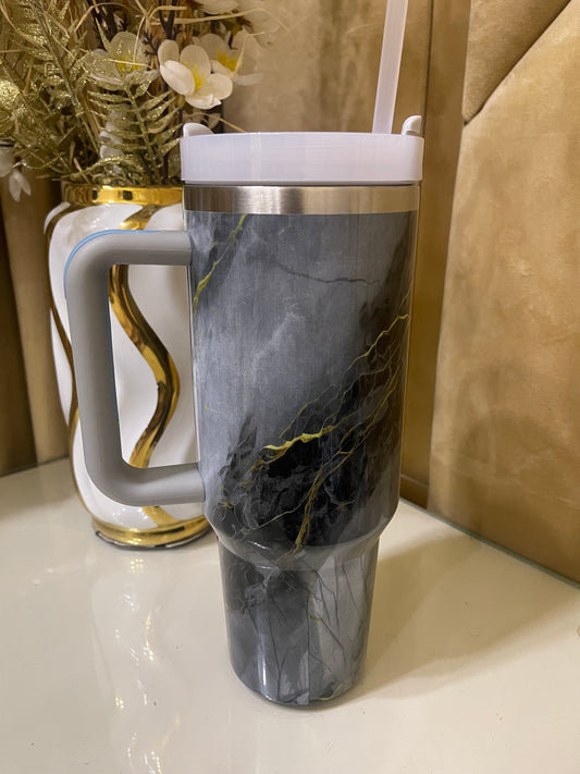 Marble Texture Tumbler 40oz - Black