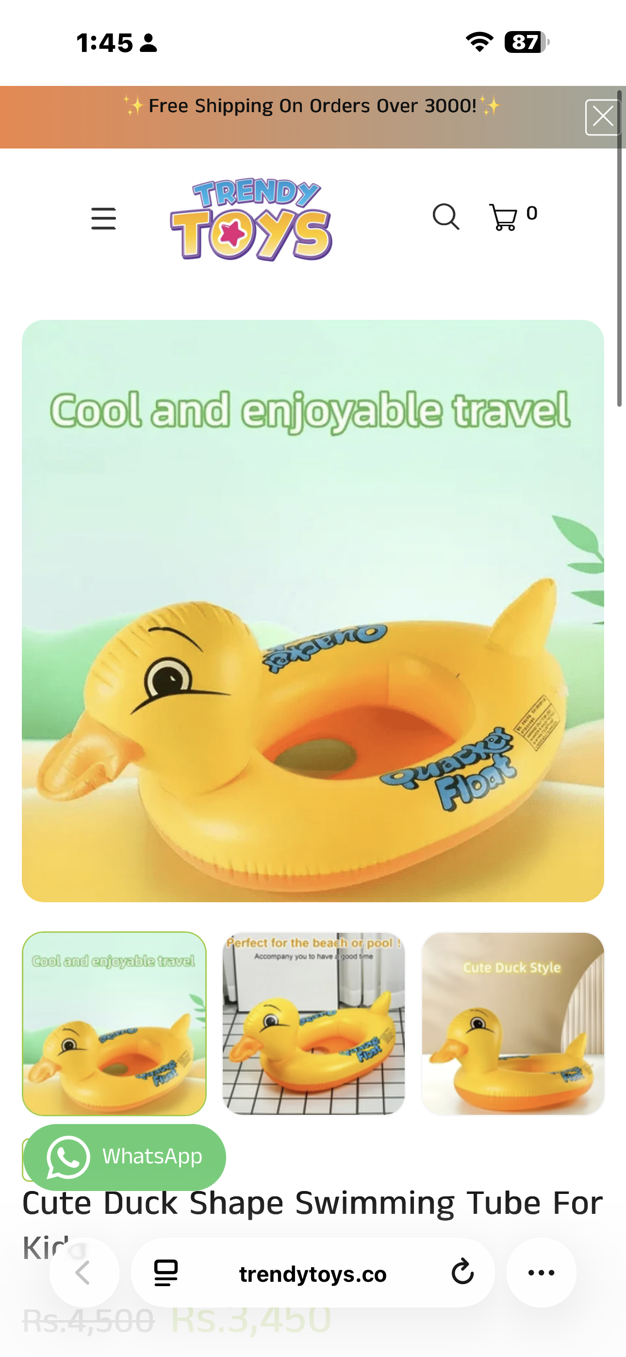 Cute Duck Shape Swimming Tube For Kids