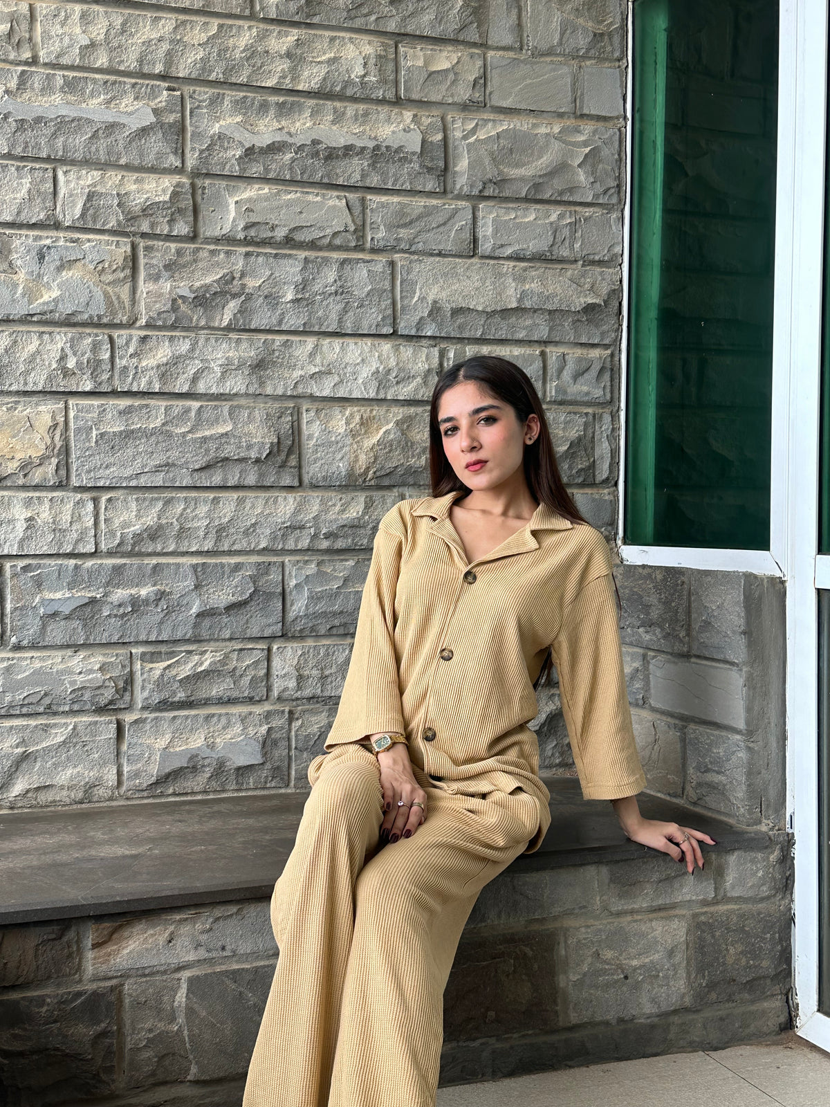 Premium Ribbed Co-ord Set – Khaki
