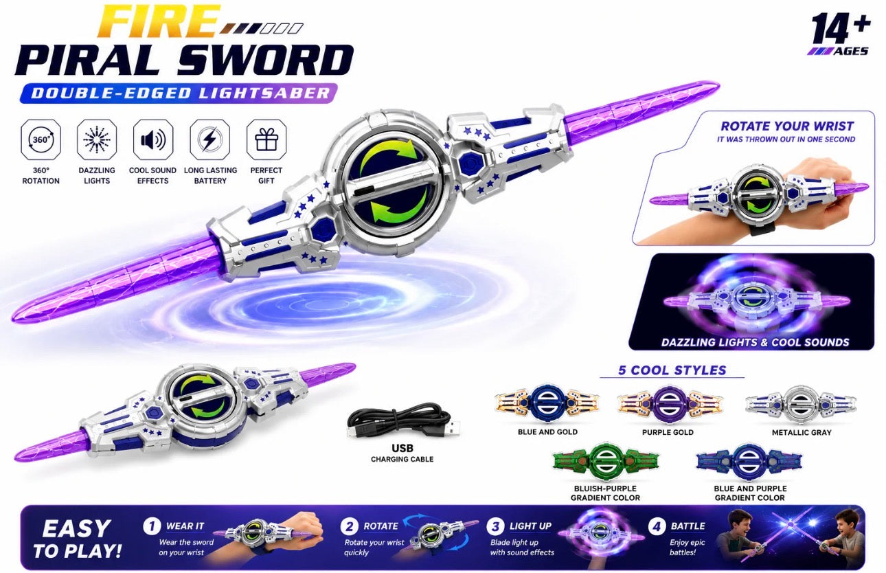 Dual-Head Rotate Sword With Sound & Lights