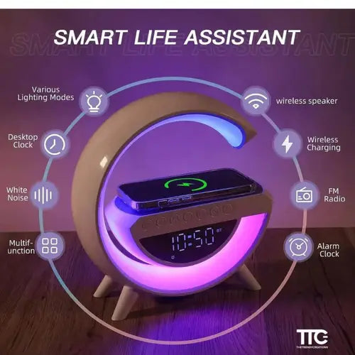 G shaped Lamp - Bluetooth Speaker- Wireless Charger & Digital Clock