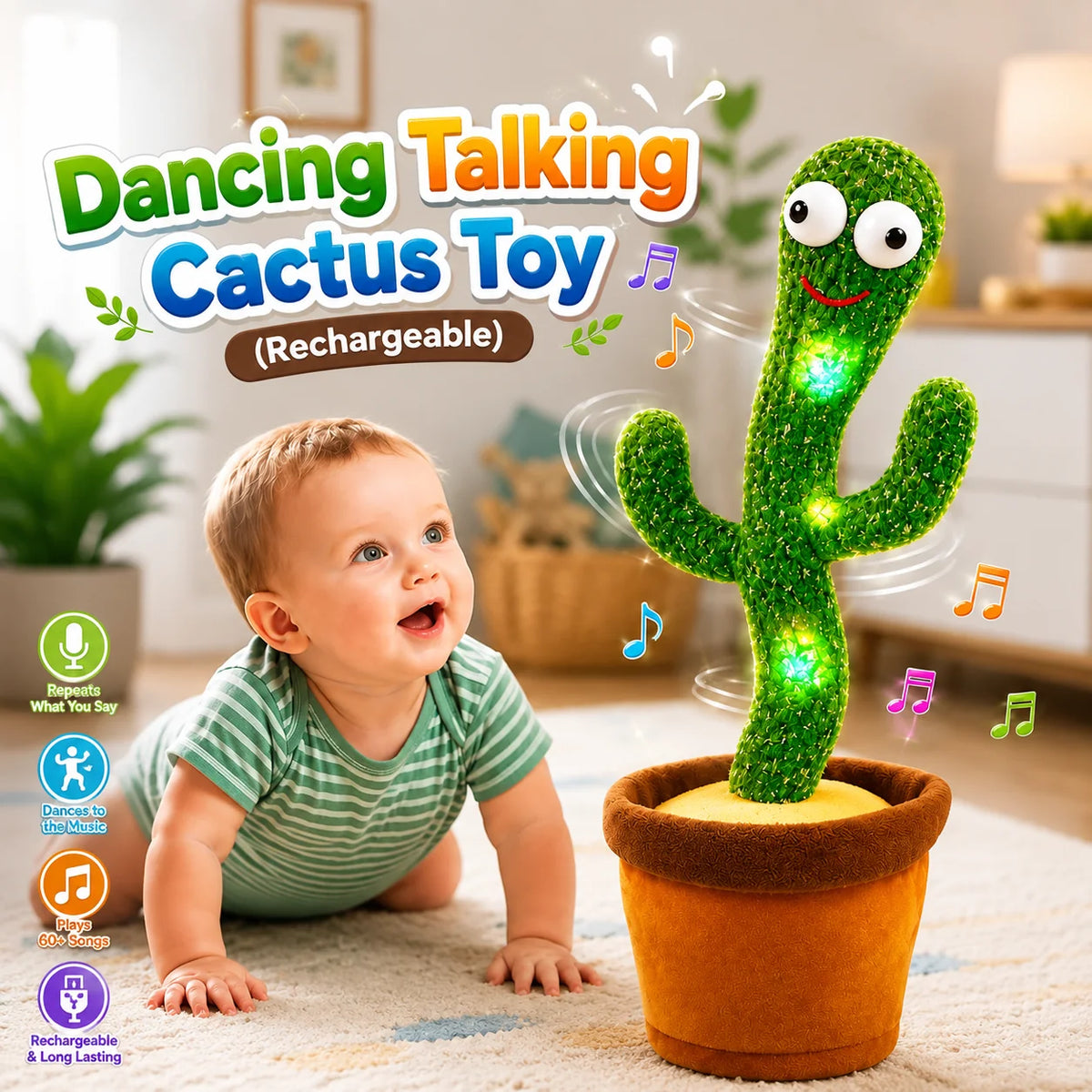 Portable Twisting Music Dancing Cactus Toy